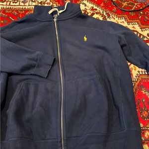 Polo by Ralph Lauren Navy Zip-Up Hoodie with Yellow Pony